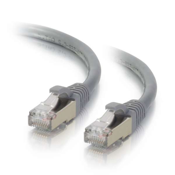 C2G Cat6a Shielded Snagless Patch Cable – 3 m, RJ-45 Male, Booted STP, Grey