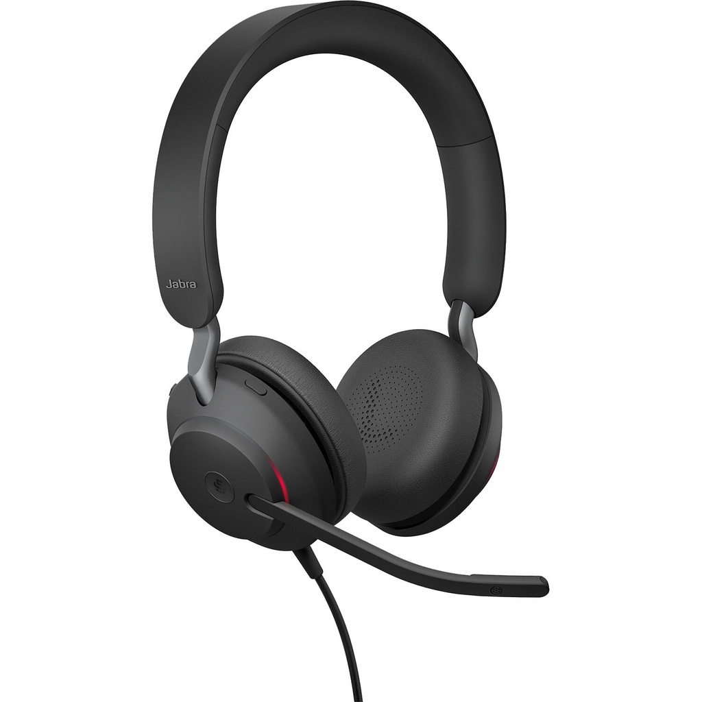 Jabra Evolve2 40 USB-A UC Stereo Headset – 40 mm speakers USB-A connection on-ear passive noise isolation 3-mic array busylight
