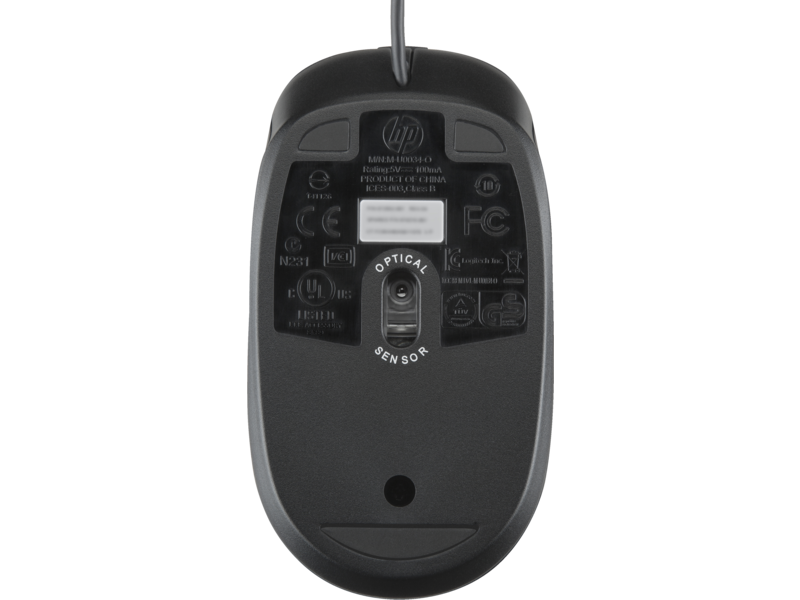 HP 125 Wired Mouse – Optical 1200 DPI, 3 Buttons, USB Cable, Ambidextrous, Low halogen PCB,