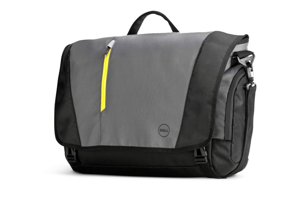 Dell Tek Messenger 17″ – Nylon, Fits up to 17″, Padded Sleeve, Multiple Pockets, Travel Strap, Black/Grey/Yellow