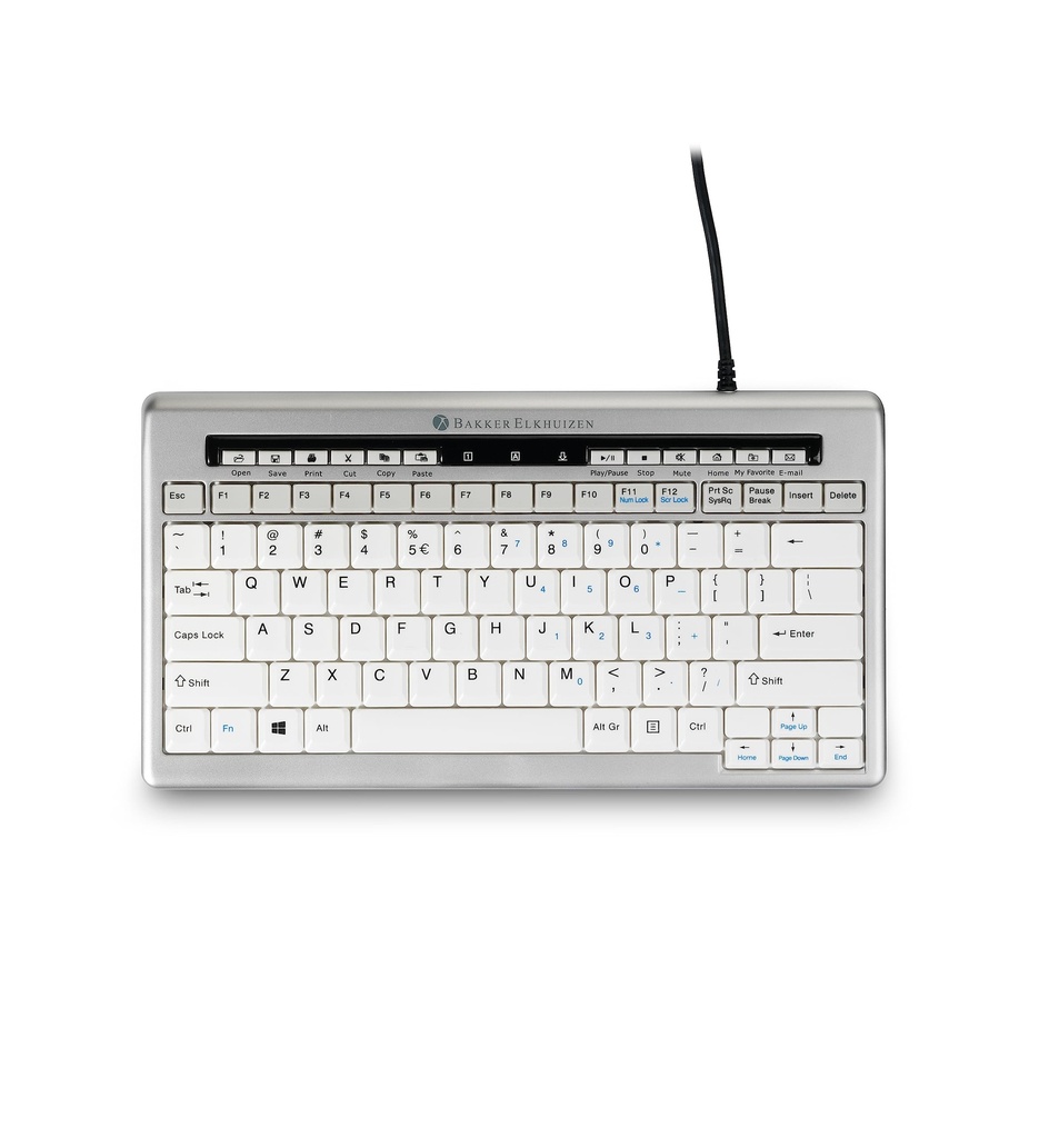 BakkerElkhuizen S-Board 840 Keyboard – Wired USB, silver-white finish, built-in 2-port USB hub QWERTZ (DE)