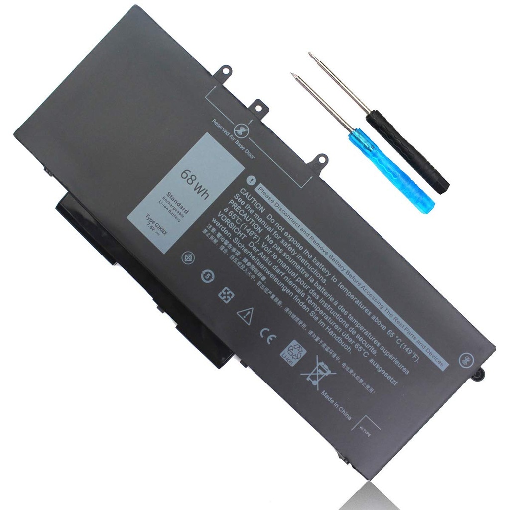 Dell Laptop Battery – 4-Cell Li-Ion, 11.4 V, 68 Wh, OEM-compatible for Latitude 5480 / 5490 / 5491 / 5590 / 5591