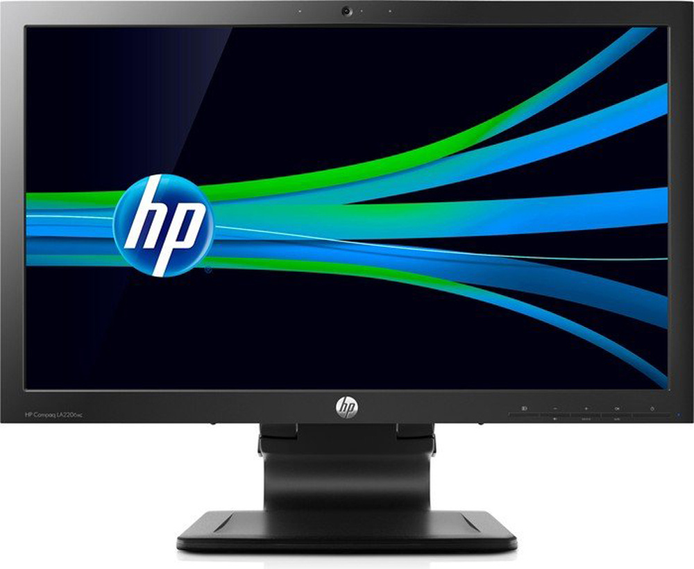 HP Compaq LA2206xc Monitor – 21.5″, 1920×1080 Full HD, TN LED-backlight, Built-in 720p HD Webcam + Dual Mic, VGA, DVI-D, DP, Integrated Speakers