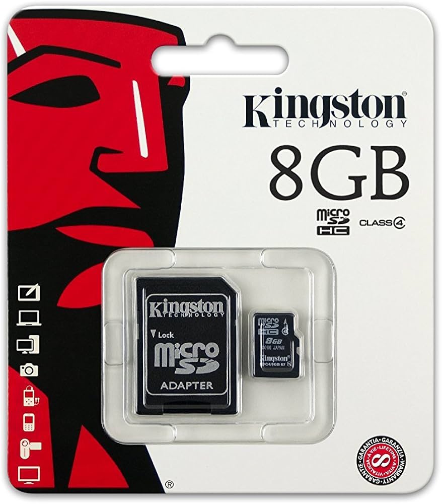 Kingston microSDHC Card – 8 GB, Class-4 speed, water/X-ray proof