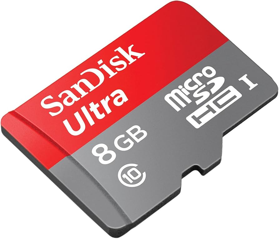 SanDisk Ultra 8 GB microSDHC Card – Class 10 UHS-I flash memory with SD adapter