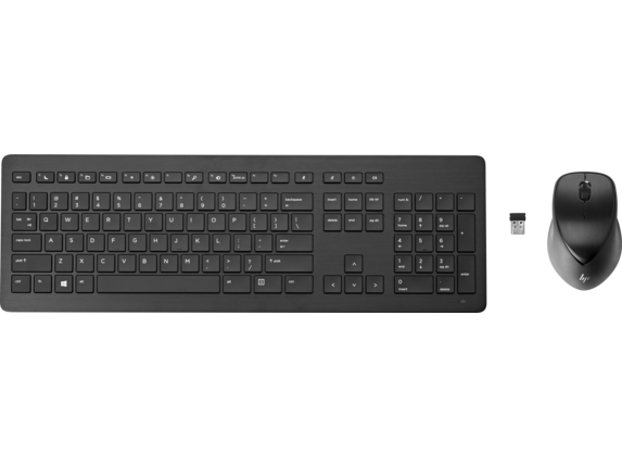 HP Slim Wireless Keyboard & Mouse Combo – Wireless, RF 2.4 GHz USB receiver, Plug-and-play, QWERTZ (BE) - Complete kit without HP Kit box