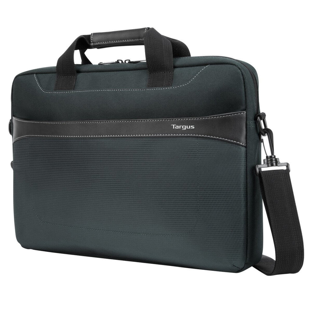 Targus Geolite Essential Slipcase – 15.6″, PU/Nylon, Padded Sleeve with Front Pocket, Trolley Sleeve, Removable Shoulder Strap, Ocean Slate Grey