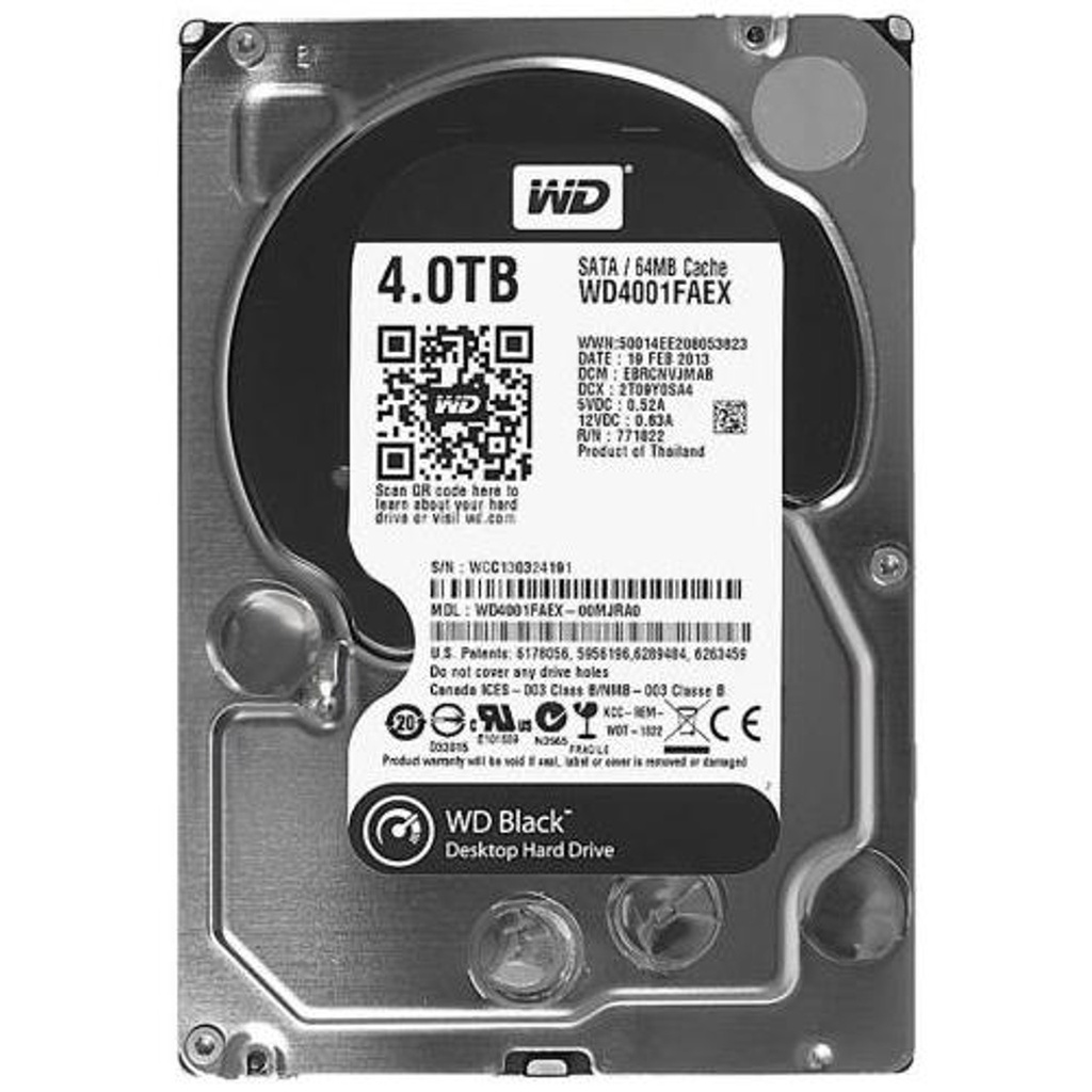 [WD4001FAEX] Western Digital WD Black Desktop HDD – 4 TB, 3.5"  SATA III (6 Gb/s), 7200 RPM, 64 MB cache