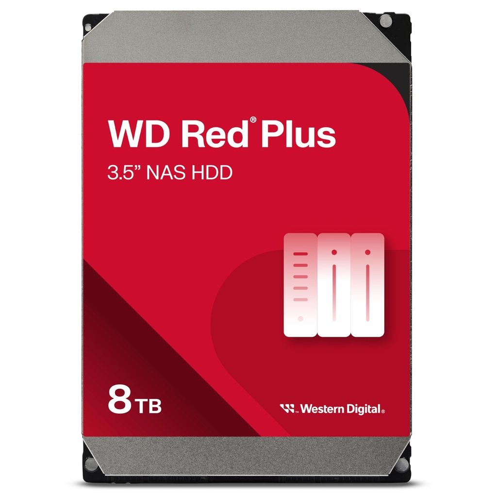 Western Digital WD Red Plus NAS HDD – 8 TB, 3.5″ SATA 6 Gbps, 7200 RPM, 256 MB cache, NAS-ware