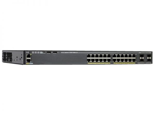 Cisco Catalyst 2960-X Series Managed Switch – 24× Gigabit Ethernet PoE+, 4× 1 Gb SFP uplinks, 370 W PoE budget, LAN Base IOS, Stackable (FlexStack-Plus)