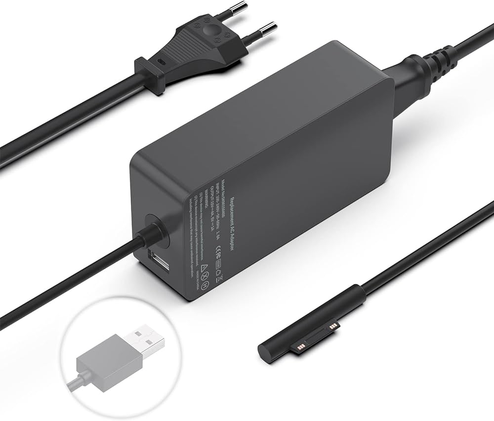 [DL65W] Biuboty DL65W 65 W DC Power Supply – 15 V/4 A for Microsoft Surface Pro Series (3–9), Surface USB-C Devices