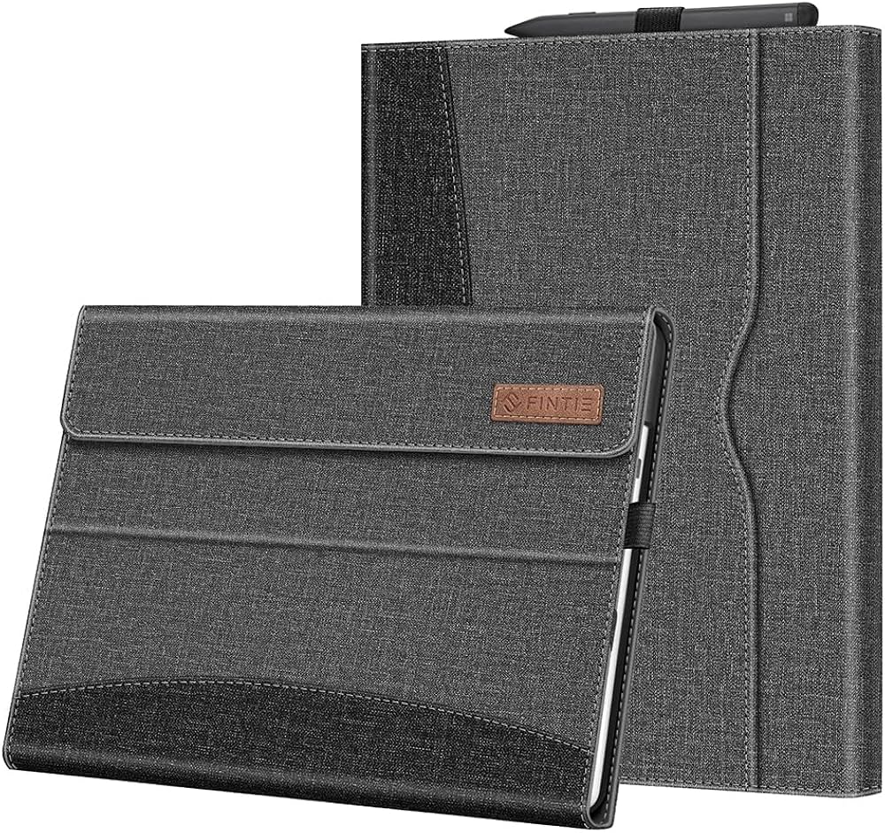 Microsoft Surface Pro 9 13" (2022) multi-angle  grey synthetic leather case, pen holder, type cover compatible
