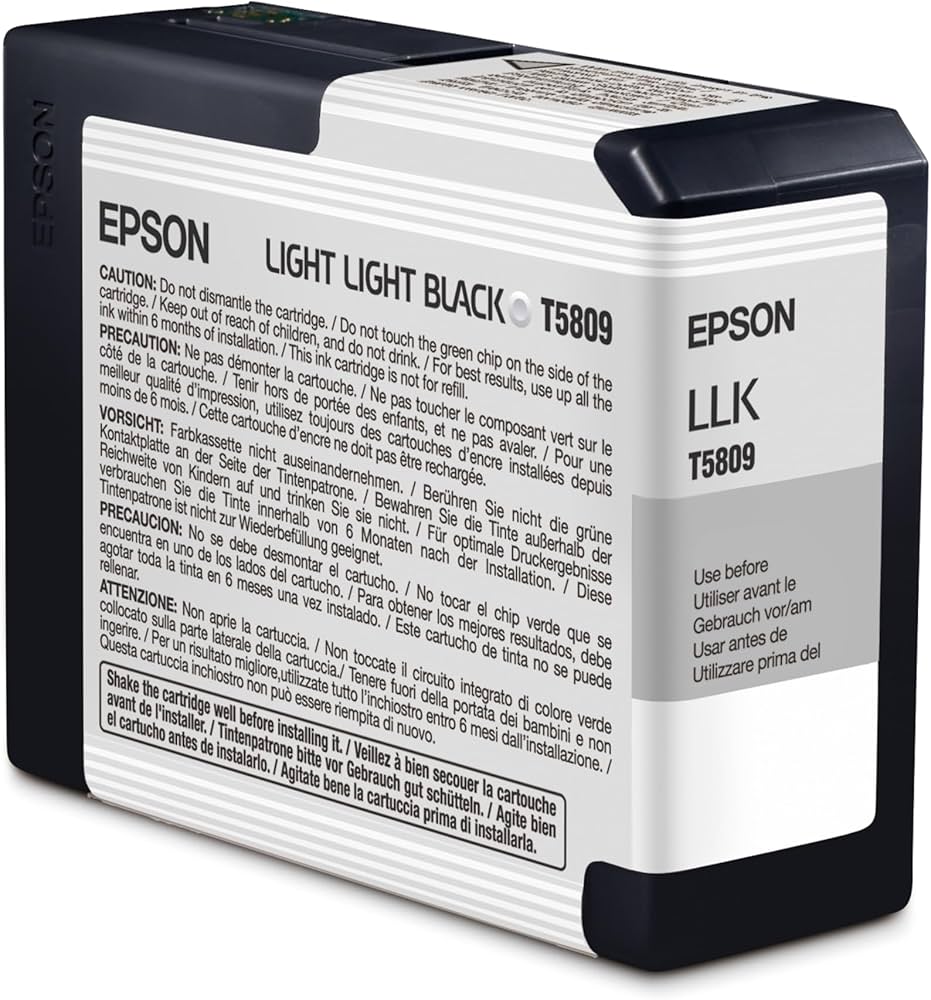 Epson Light Black Ink Cartridge – 80 ml, OEM, for SureColor P800 / P800 Designer Edition