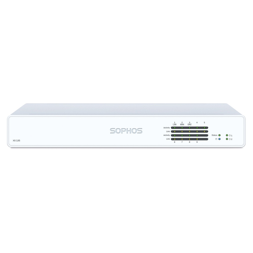Sophos XG-135 Rev3 Firewall – Intel multi-core CPU, 8×1GbE RJ-45, 1×SFP, expansion slot, 7.5 Gbps FW throughput, Sophos XG OS
