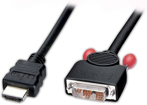 [HDMI-DVI-L-5M] Lindy HDMI to DVI Cable – 5 m, HDMI Male to DVI Male, Gold-Plated Connectors, Black