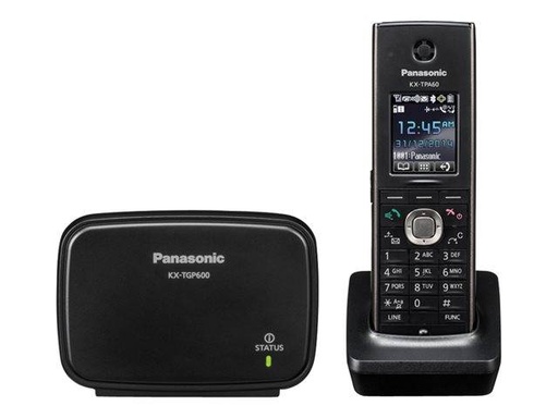 [KX-TGP600CEB] Panasonic SIP Cordless DECT Phone System – Base + Handset/Desk Phone, 1.8″ colour TFT display, SIP v2, Secure RTP, SIP-TLS, AC or PoE powered base unit